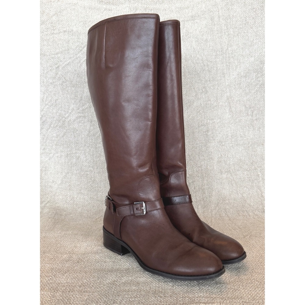 Lauren Ralph Lauren Marion Harness Tall Riding Boots Brown Leather 7.5B